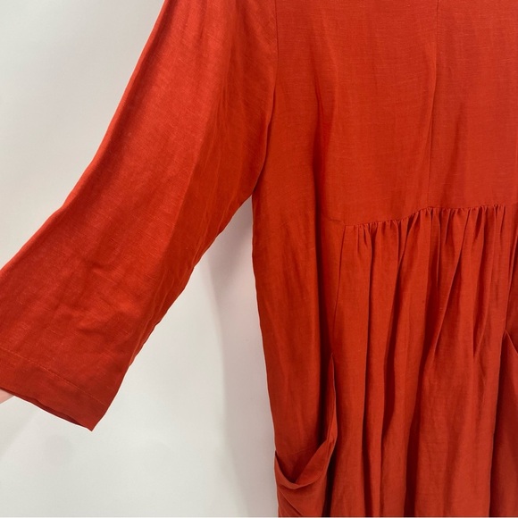 Lisa Bayne Oversized Linen Midi Dress Medium - Picture 3 of 7